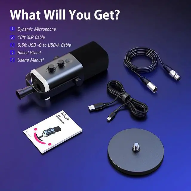 Alt view image 7 of 7 - FIFINE AM8 XLR/USB Dynamic Microphone for Computer PC PS5, Podcast/Gaming/Music Recording Mic with RGB,Headphone Jack,Gain Control,Mute,Noise Cancellation