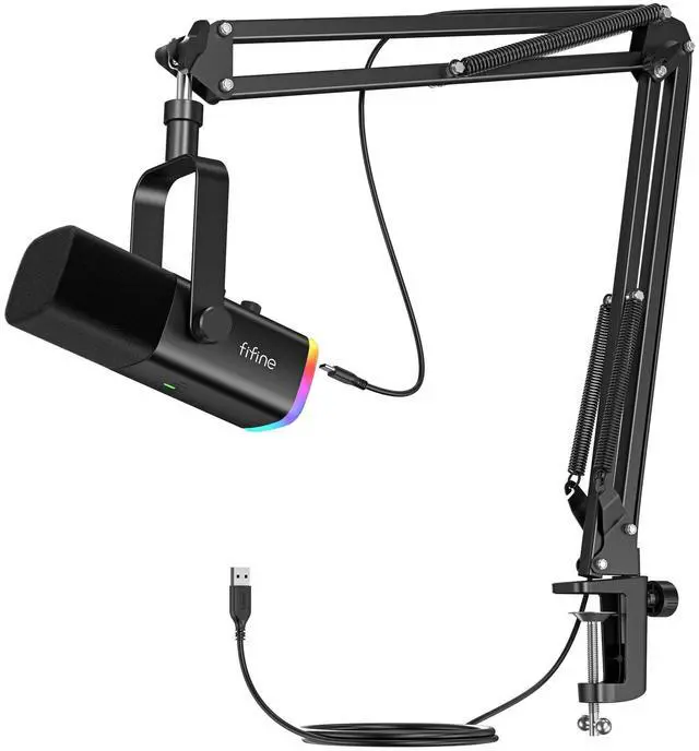 Main image of FIFINE USB/XLR Dynamic Microphone with Boom Arm Stand for Podcast,Gaming Mic Kit for Computer-AM8T