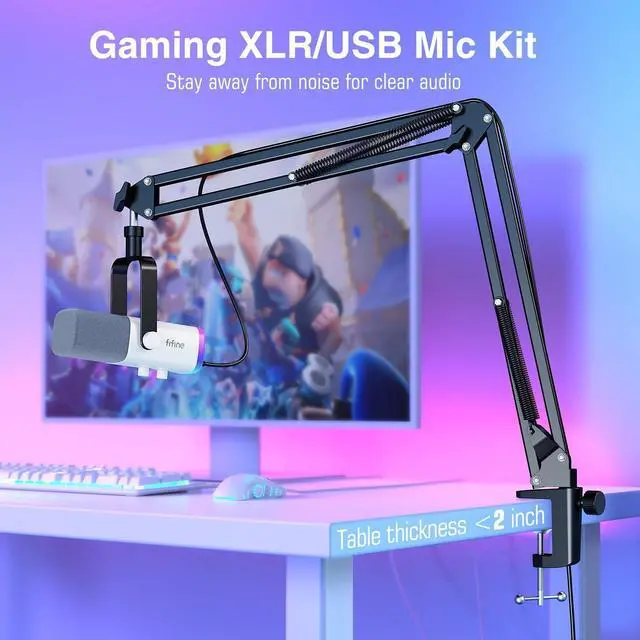 Alt view image 5 of 7 - FIFINE USB/XLR Dynamic Microphone Kit for Podcast/Gaming/Stream/Music Record with Monitor,Gain-AM8TW