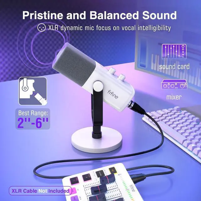 Alt view image 4 of 7 - FIFINE Gaming/Podcast Microphone with USB/XLR for PC Computer PS4 PS5,Gain Control,Mute,Monitor-AM8W