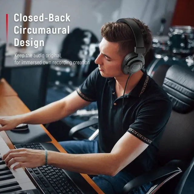 Alt view image 6 of 7 - FIFINE Studio Wired Headphones for DJ, Music Monitor/Recording, Podcast/Streaming with 9.8ft Cable for 3.5mm/6.35mm, Over Ear, Noise Cancelling-H8