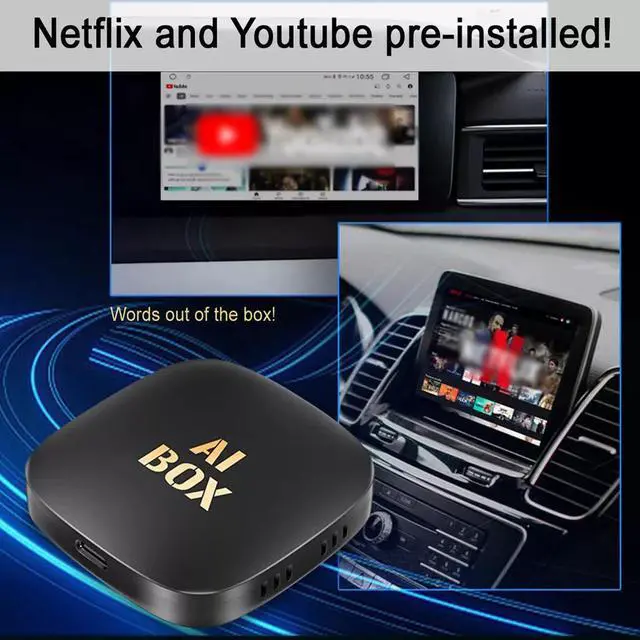 Alt view image 5 of 7 - Wireless Carplay AI box Android Auto Adapter Converter with Netflix YouTube WIFI