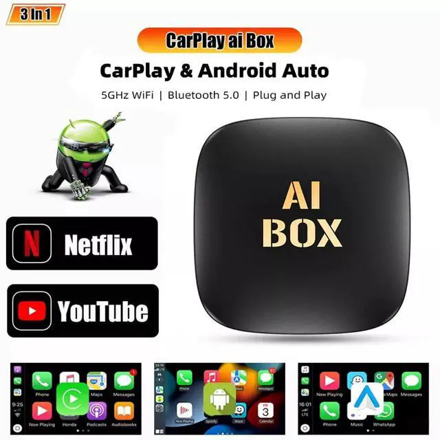 Main image of Wireless Carplay AI box Android Auto Adapter Converter with Netflix YouTube WIFI