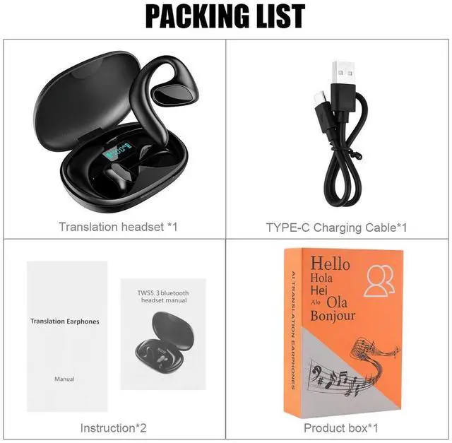 Alt view image 7 of 7 - Bluetooth Translator Earbuds 144+ Languages Smart Two Way Online Translation US