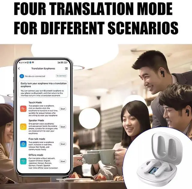 Alt view image 4 of 7 - Nshi B11 Translator Earbuds 144 Language Wireless Bluetooth Two Way Smart Translation