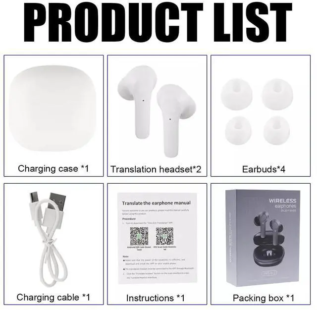 Alt view image 6 of 7 - Nshi B11 Translator Earbuds 144 Language Wireless Bluetooth Two Way Smart Translation
