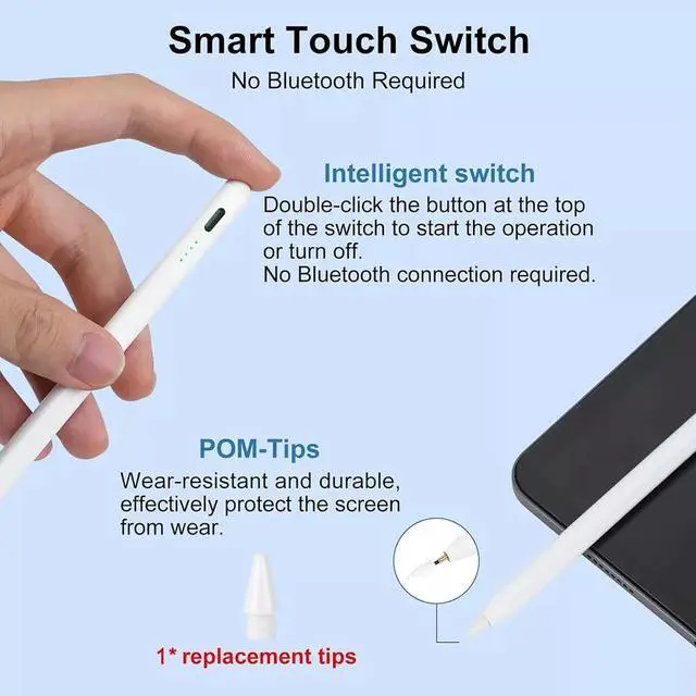 Alt view image 7 of 7 - Nshi Stylus Pen for Apple iPad Pencil 10/9/8/7/6th Mini 5/6th Air 5/4th Pro 11/12.9'' Pink