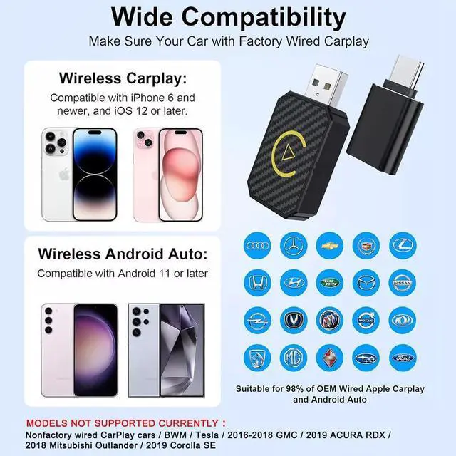Alt view image 6 of 7 - Nshi USB Dongle Wireless CarPlay Adapter For iPhone Apple Wireless Carplay Plug &Play