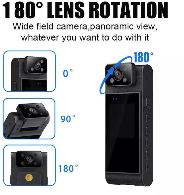 Alt view image 4 of 7 - Nshi 4K WiFi Camcorder Body Camera Audio Recorder Night Vision Sport Body Worn Camear