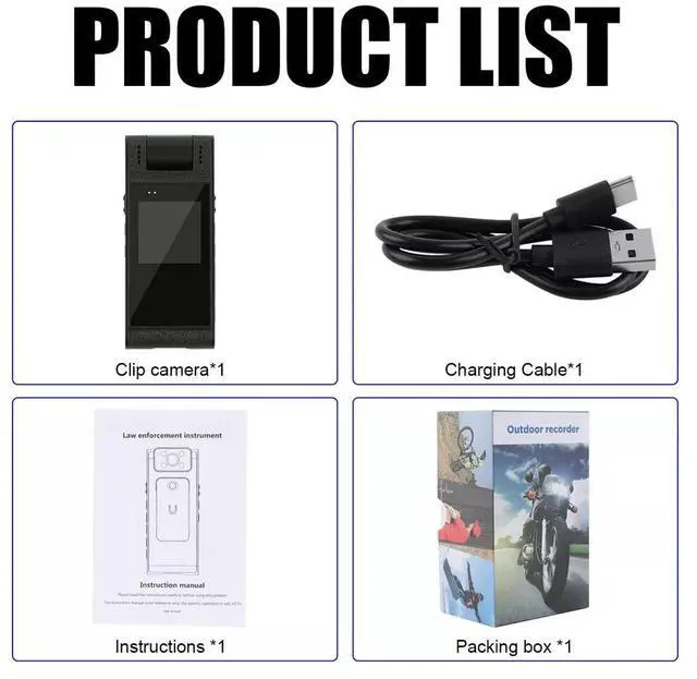 Alt view image 7 of 7 - Nshi 4K WiFi Camcorder Body Camera Audio Recorder Night Vision Sport Body Worn Camear