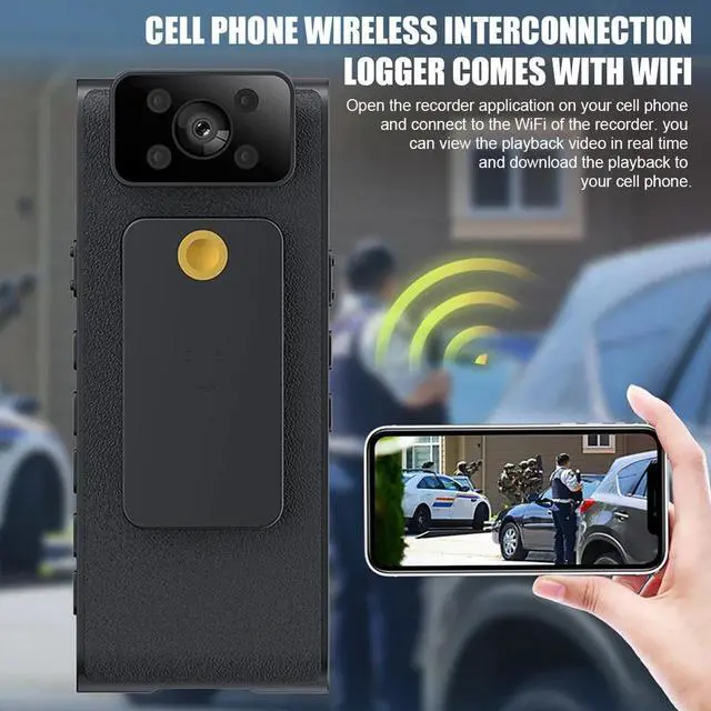 Alt view image 6 of 7 - Nshi 4K WiFi Camcorder Body Camera Audio Recorder Night Vision Sport Body Worn Camear