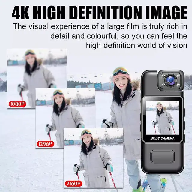 Alt view image 4 of 7 - 4K WIFI Camcorder HD 1080P Audio Video DVR IR Night Cam Mini Police Body Camera + 32G TF Card