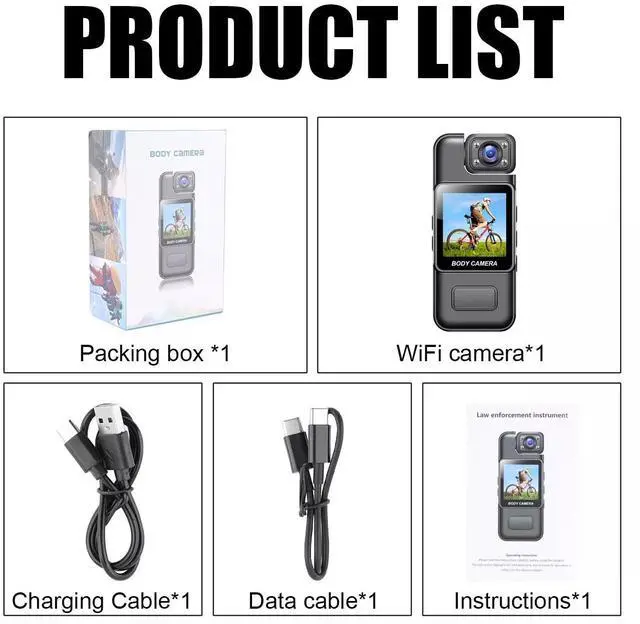 Alt view image 7 of 7 - 4K WIFI Camcorder HD 1080P Audio Video DVR IR Night Cam Mini Police Body Camera + 32G TF Card