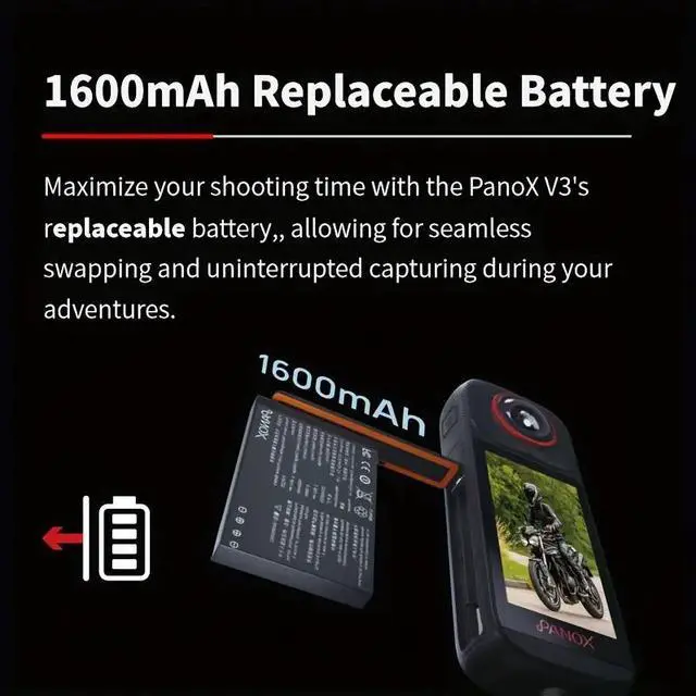 Alt view image 3 of 7 - Panox V3 Panoramic Sports Camera, Motorcycle Riding, Travel Skiing, 360 Degree Panoramic Image
