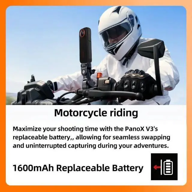 Alt view image 6 of 7 - Panox V3 Panoramic Sports Camera, Motorcycle Riding, Travel Skiing, 360 Degree Panoramic Image