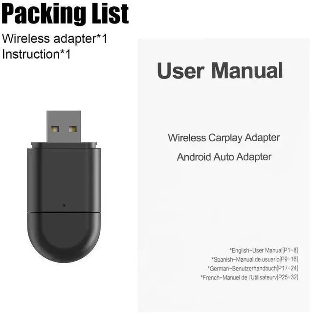 Alt view image 7 of 7 - Wireless CarPlay Adapter USB Dongle Plug &Play For iPhone Apple Carplay Android