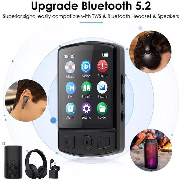 Alt view image 5 of 7 - Bluetooth Sport Lossless Music MP4 MP3 Player FM Radio Recorder With 32GB Card