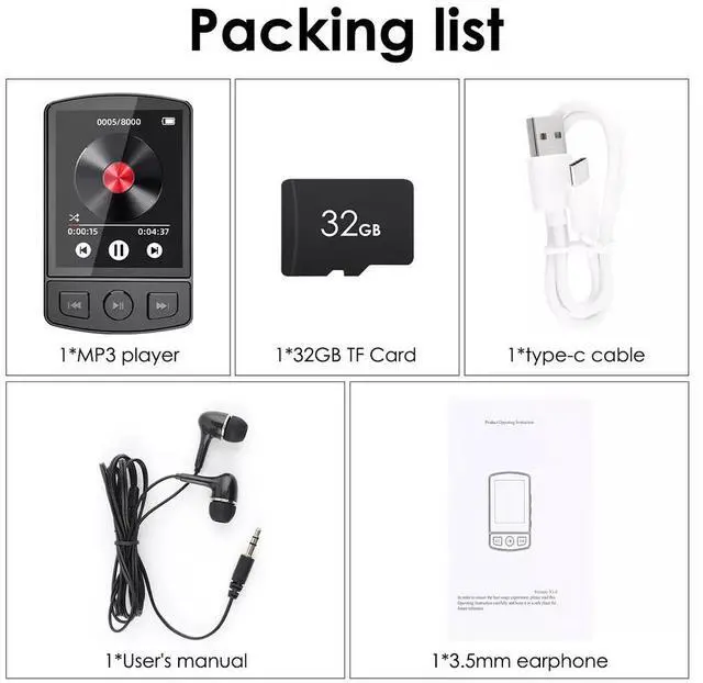 Alt view image 7 of 7 - Bluetooth Sport Lossless Music MP4 MP3 Player FM Radio Recorder With 32GB Card