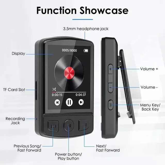 Alt view image 2 of 7 - Bluetooth Sport Lossless Music MP4 MP3 Player FM Radio Recorder With 32GB Card