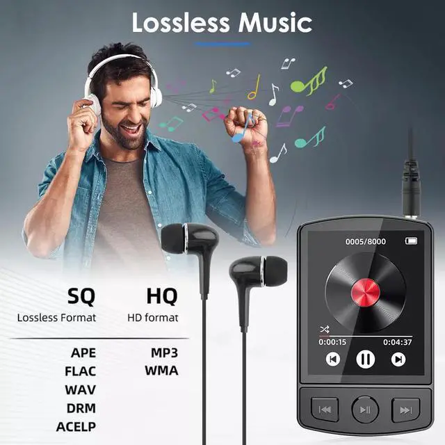 Alt view image 3 of 7 - Bluetooth Sport Lossless Music MP4 MP3 Player FM Radio Recorder With 32GB Card