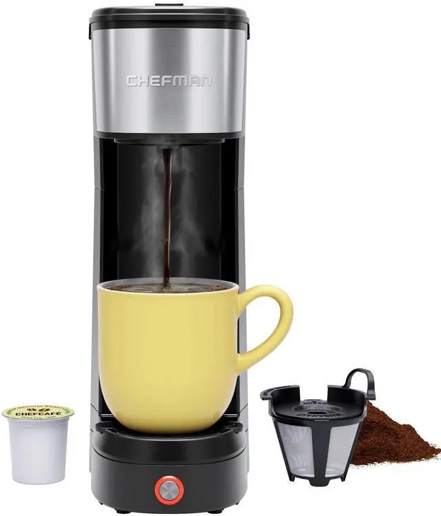 Main image of Chefman Single Serve Coffee Maker: K-Cup & Ground Compatible, Single Cup 6-12 oz