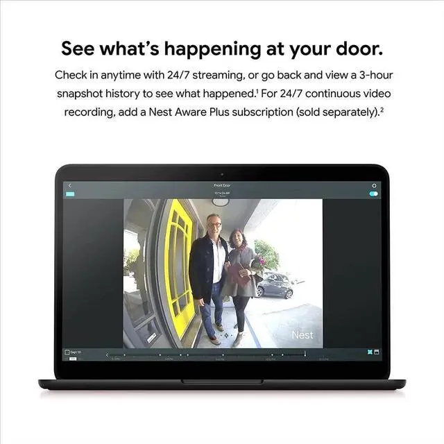 Alt view image 6 of 7 - Nest Hello Doorbell (Wired) with 24/7 Streaming HDR Video, HD Talk