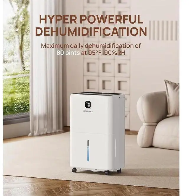 Alt view image 4 of 6 - 80 Pint Dehumidifier Home Large Room Basement 5500 Sq Ft 3 Modes Automatic Drainage Intelligent Humidity Control Portable Indoor