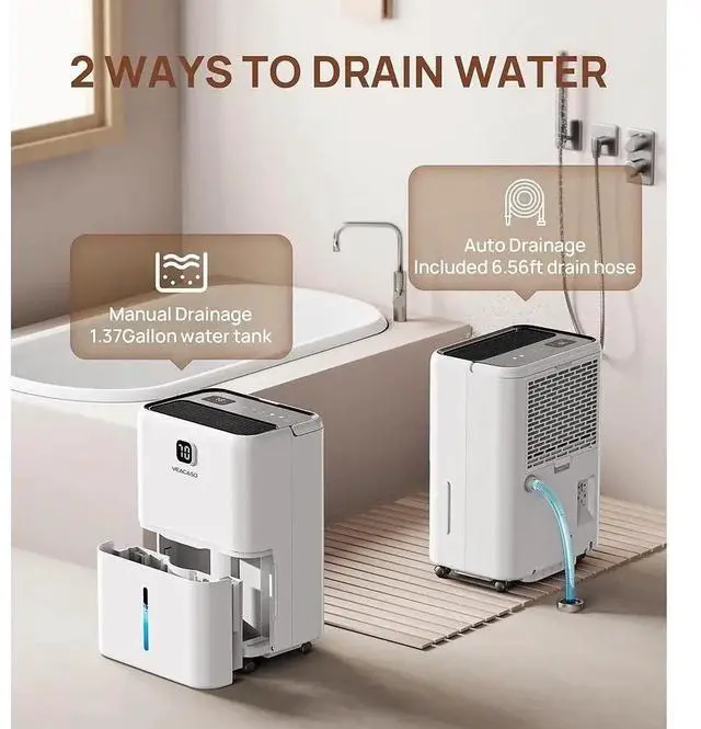 Alt view image 5 of 6 - 80 Pint Dehumidifier Home Large Room Basement 5500 Sq Ft 3 Modes Automatic Drainage Intelligent Humidity Control Portable Indoor