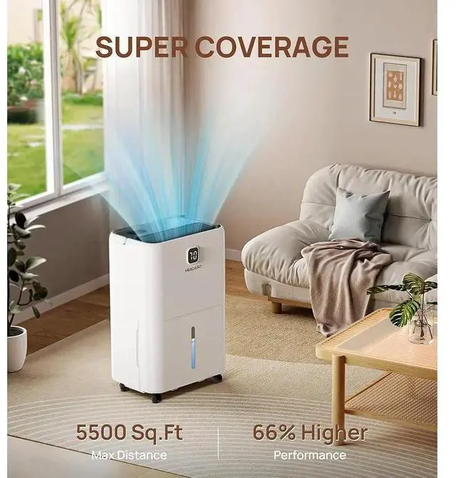 Alt view image 3 of 6 - 80 Pint Dehumidifier Home Large Room Basement 5500 Sq Ft 3 Modes Automatic Drainage Intelligent Humidity Control Portable Indoor