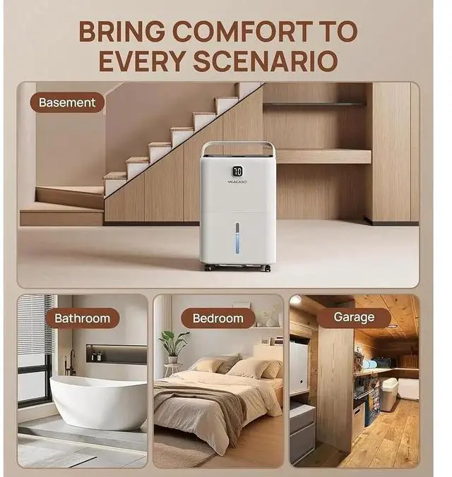 Alt view image 2 of 6 - 80 Pint Dehumidifier Home Large Room Basement 5500 Sq Ft 3 Modes Automatic Drainage Intelligent Humidity Control Portable Indoor