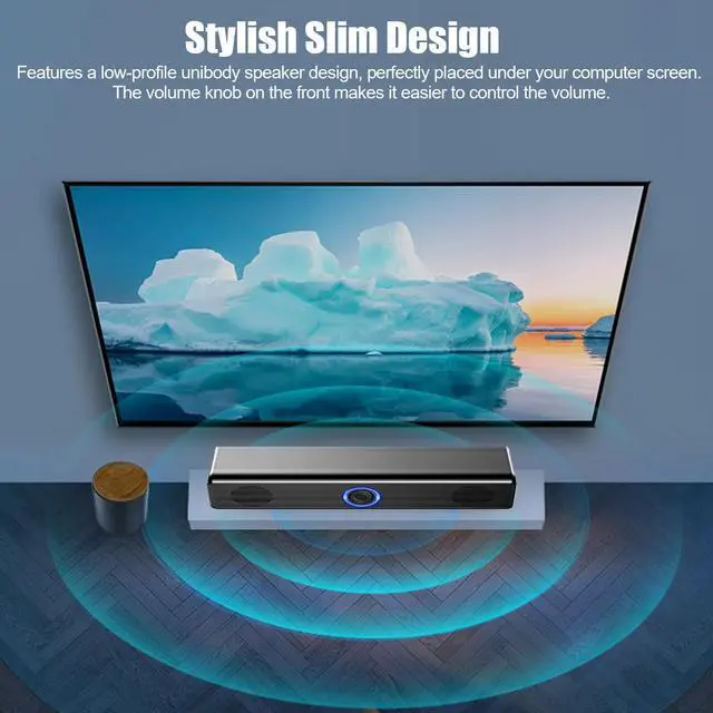 Alt view image 6 of 7 - 3.5mm USB Wired Soundbar Stereo Bass Sound Computer Speakers for Desktop Laptop