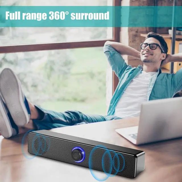 Alt view image 5 of 7 - 3.5mm USB Wired Soundbar Stereo Bass Sound Computer Speakers for Desktop Laptop