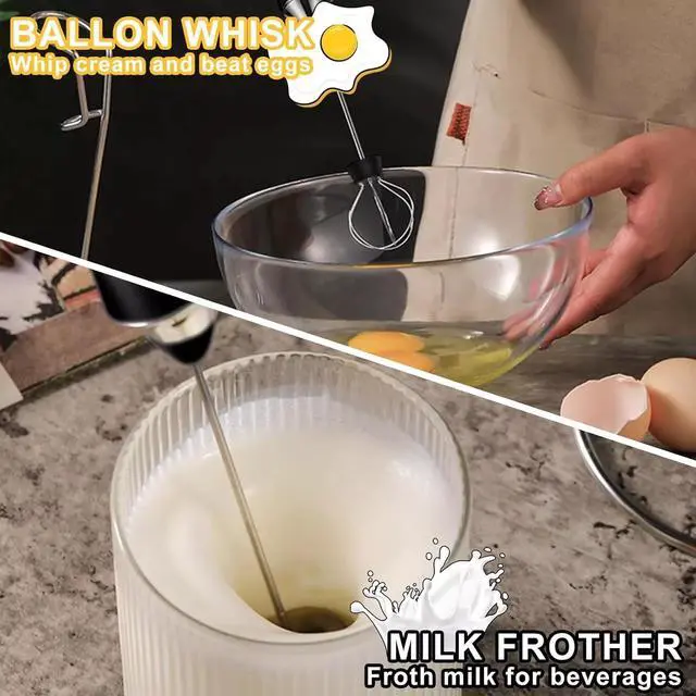 Alt view image 6 of 7 - Electric Milk Frother Handheld Whisk Mixer Stirrer Coffee Egg USB Rechargeable