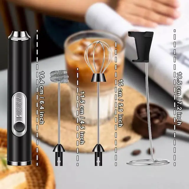Alt view image 3 of 7 - Electric Milk Frother Handheld Whisk Mixer Stirrer Coffee Egg USB Rechargeable