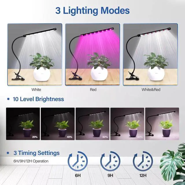 Alt view image 4 of 6 - LED Grow Light with Full Spectrum for Indoor Plants 3 Auto Timing 1 Tubes White
