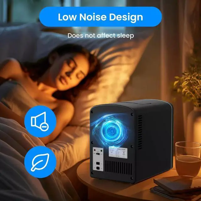 Alt view image 7 of 7 - 6L Portable Mini Fridge with Observation Window Warmer and Cooler 9 Cans Black