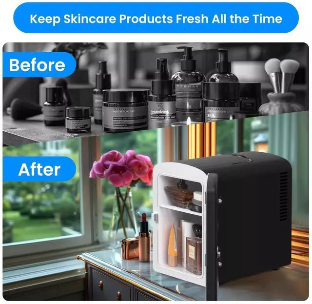 Alt view image 6 of 7 - 6L Portable Mini Fridge with Observation Window Warmer and Cooler 9 Cans Black