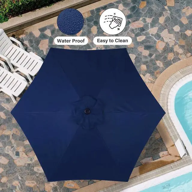 Alt view image 3 of 7 - 2 Pack 7.5ft Patio Umbrella Outdoor Market Yard Umbrella 6 Sturdy Ribs Dark Blue