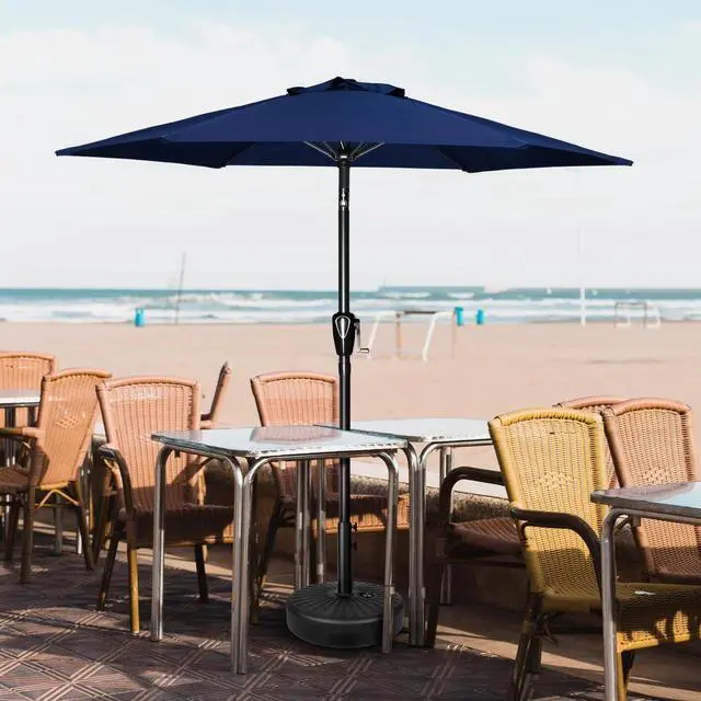 Alt view image 7 of 7 - 2 Pack 7.5ft Patio Umbrella Outdoor Market Yard Umbrella 6 Sturdy Ribs Dark Blue