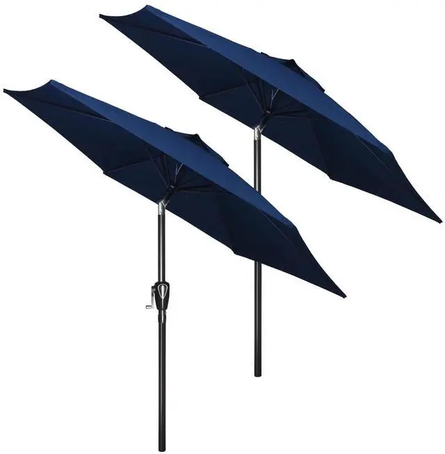 Main image of 2 Pack 7.5ft Patio Umbrella Outdoor Market Yard Umbrella 6 Sturdy Ribs Dark Blue