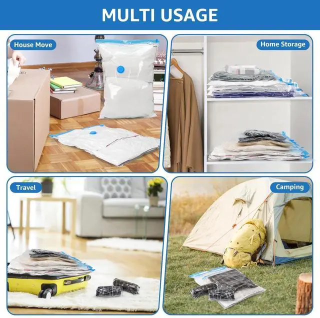 Alt view image 4 of 7 - 20 Pack Vacuum Storage Bags Vacuum Seal Bags with Hand Pump Space Saver Bags