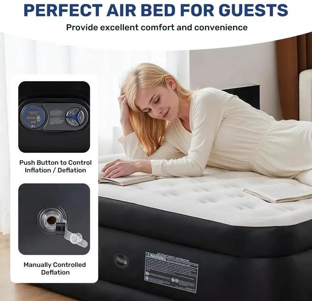 Alt view image 5 of 6 - 18" Bed Height Twin Camping Air Mattress with Built-in Electric High-Speed Pump