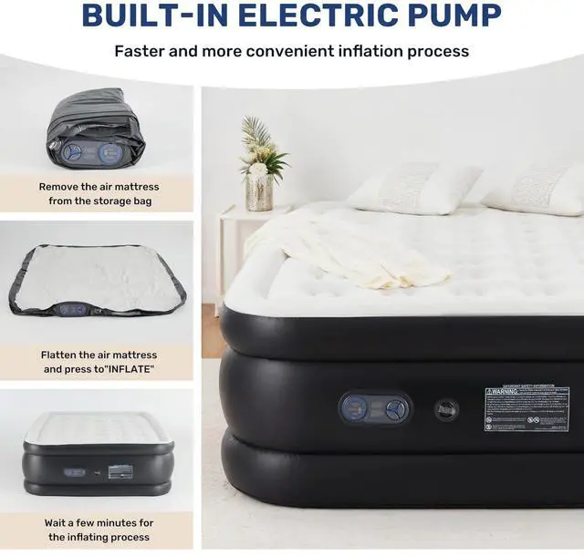 Alt view image 4 of 6 - 18" Bed Height Twin Camping Air Mattress with Built-in Electric High-Speed Pump