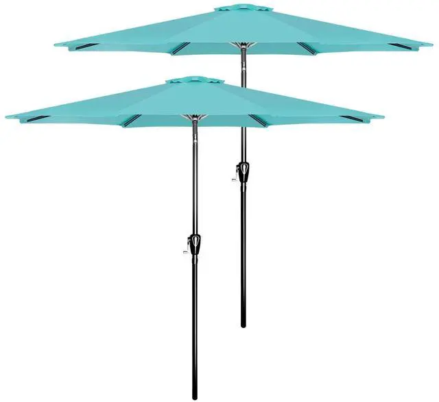 Main image of 2 Pack 9ft Umbrellas Outdoor Push Button Tilt/Crank for Garden Pool Turquoise