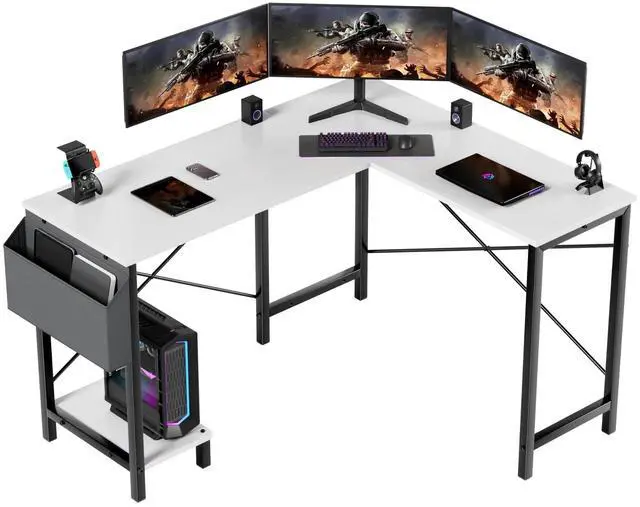 Main image of 50" L Shaped Gaming Desk Home Office Computer Desk Storage Bag White