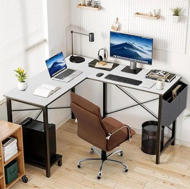 Alt view image 6 of 7 - 50" L Shaped Gaming Desk Home Office Computer Desk Storage Bag White