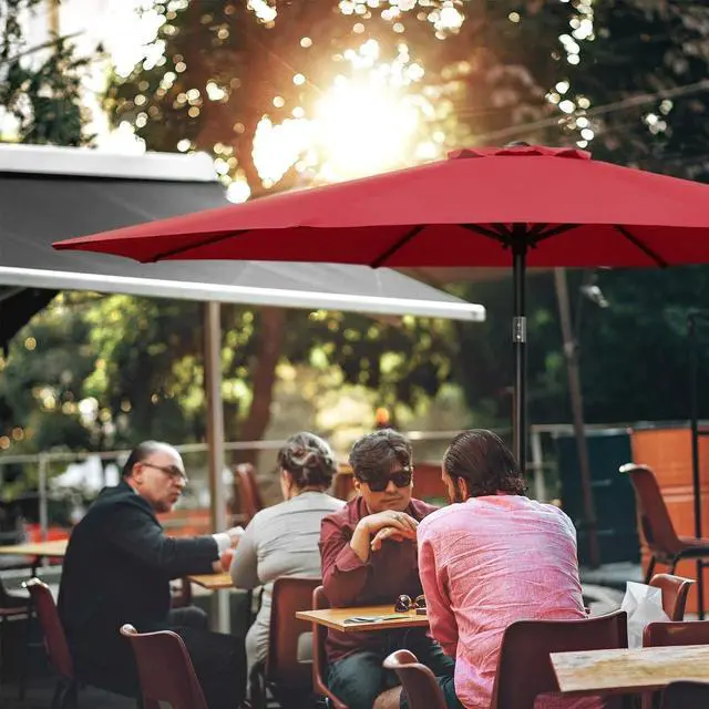 Alt view image 5 of 6 - 9' Patio Umbrella Outdoor Table Market Yard Umbrella with Push Button Tilt/Crank