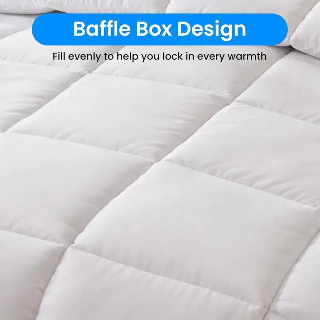 Alt view image 3 of 7 - Comforter Queen Size All Season Duvet Insert Machine Washable 88"x88" White