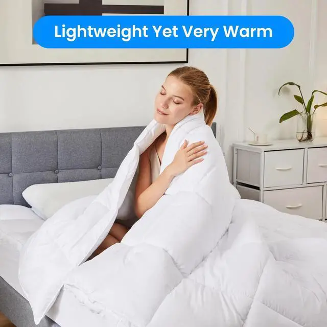 Alt view image 6 of 7 - Comforter Queen Size All Season Duvet Insert Machine Washable 88"x88" White