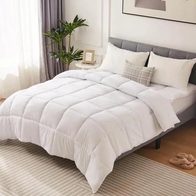 Alt view image 5 of 7 - Comforter Queen Size All Season Duvet Insert Machine Washable 88"x88" White